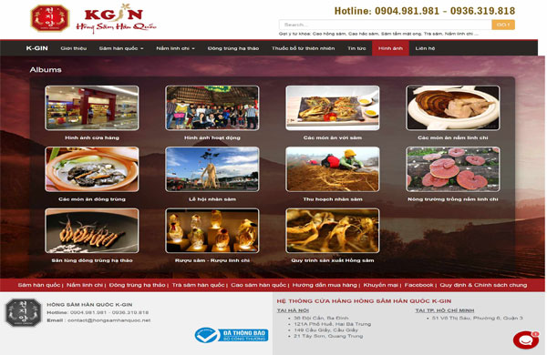 mẫu thiết kế website bán nhân sâm đẳng cấp sang trọng